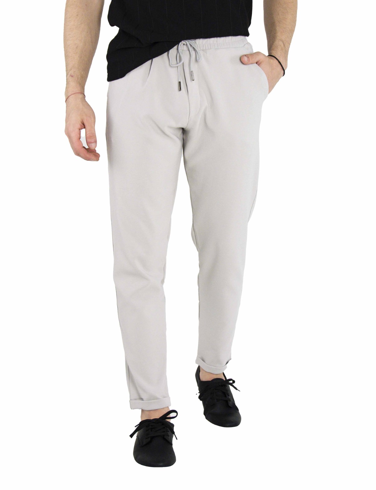 Ανδρικό γκρι υφασμάτινο παντελόνι loose fit PNT6342 φωτογραφία